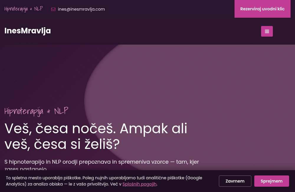 inesmravlja.com &mdash; hypnotherapy and coaching