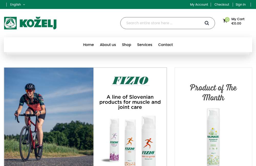 Preview of the kozelj.net online store, English version