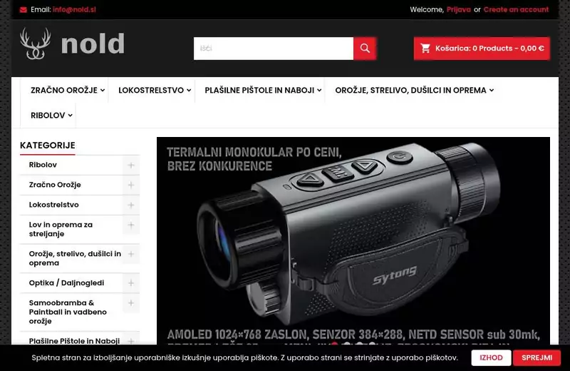 Nold online store: a screenshot of the home page