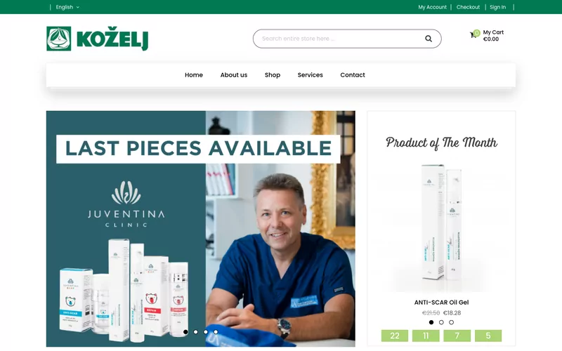 Preview of the kozelj.net online store, English version